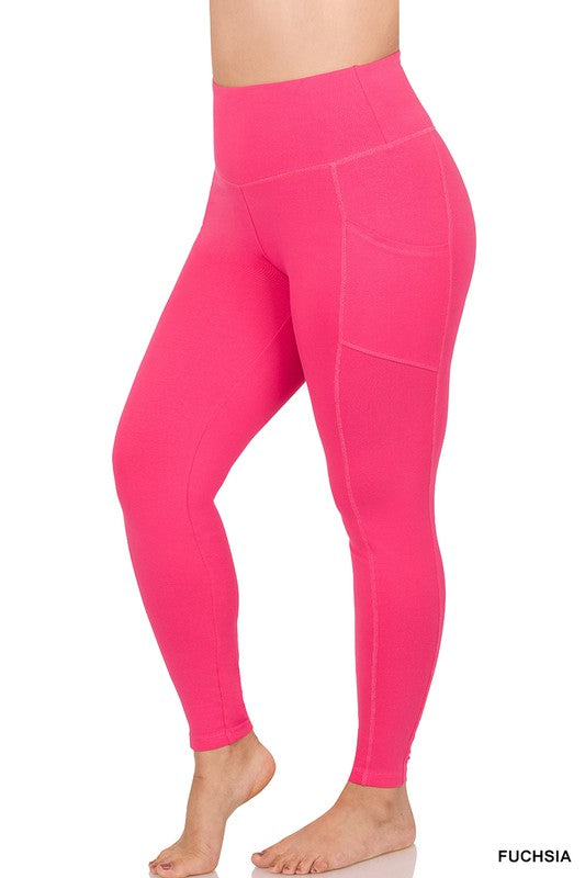 PLUS BETTER COTTON WIDE WAISTBAND POCKET LEGGINGS