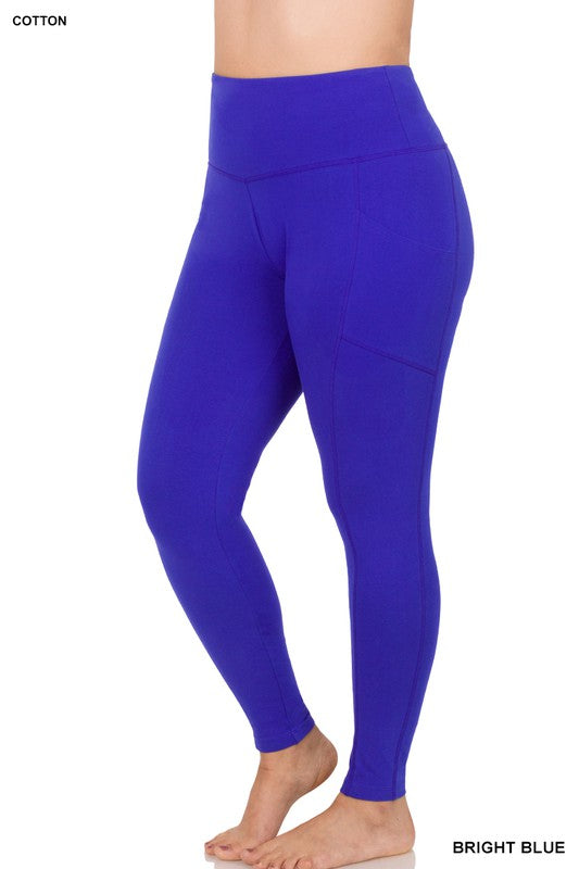 PLUS BETTER COTTON WIDE WAISTBAND POCKET LEGGINGS