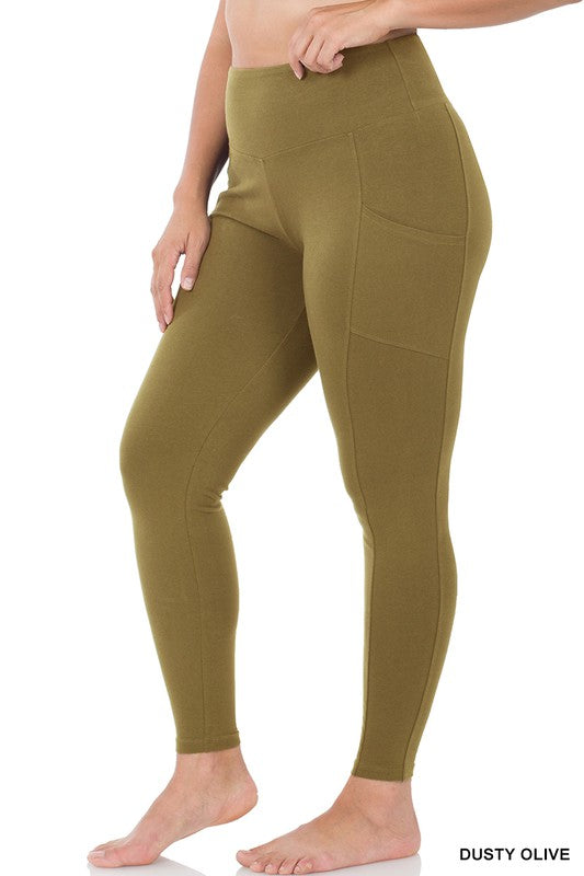 PLUS BETTER COTTON WIDE WAISTBAND POCKET LEGGINGS