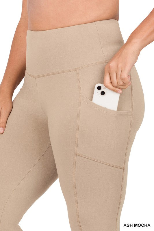 PLUS BETTER COTTON WIDE WAISTBAND POCKET LEGGINGS