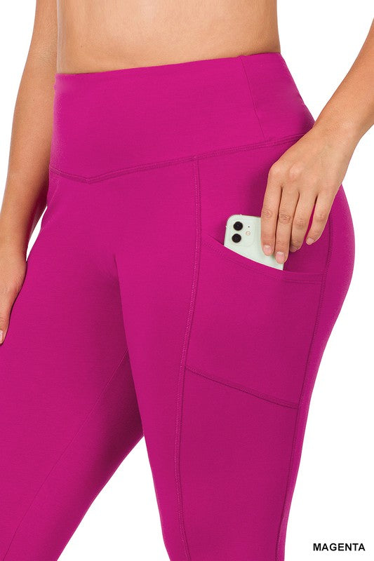 PLUS BETTER COTTON WIDE WAISTBAND POCKET LEGGINGS