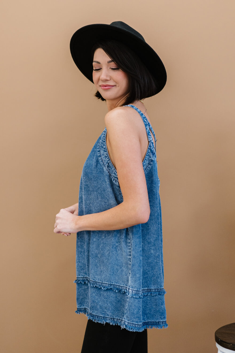 Forever Young Mineral Wash Denim Sleeveless Top