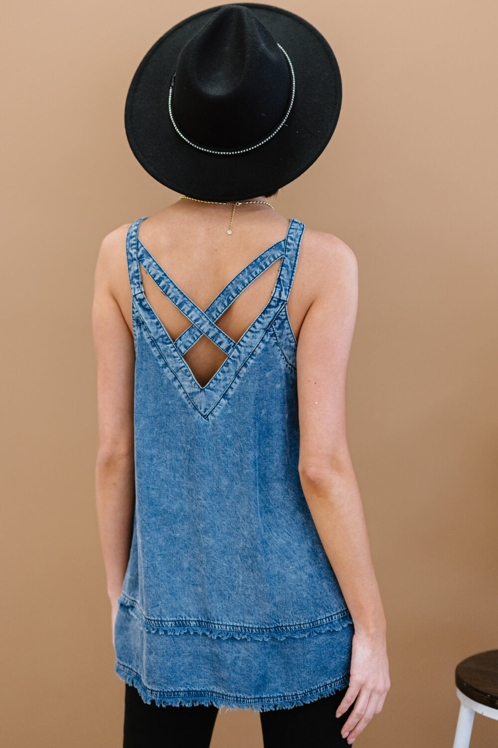 Forever Young Mineral Wash Denim Sleeveless Top